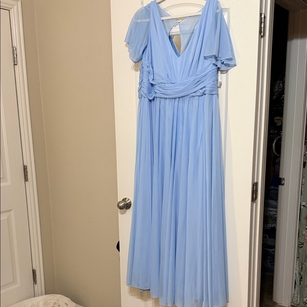David's Bridal Light Blue Maxi Dress